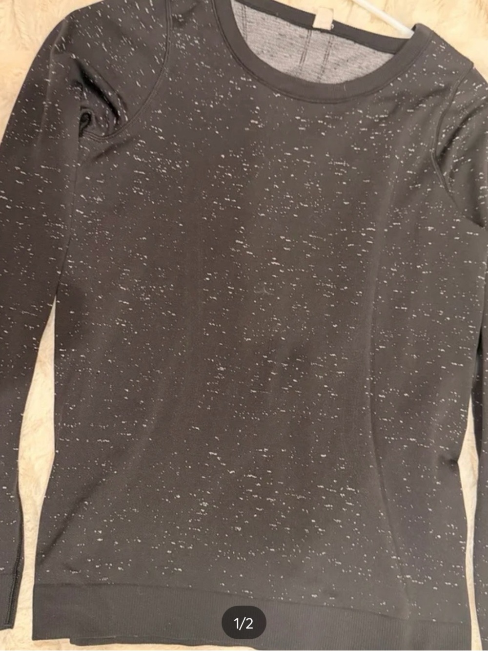 lululemon athletica Black Speckled Long Sleeve Crew